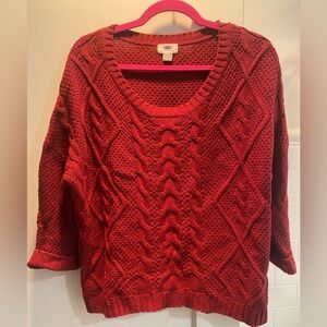 Old Navy- Cable Knit Sweater w/ 3/4 Sleeve, Red, Size L